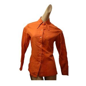 VTG 70s Orange sears long sleeve button up size 12